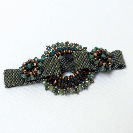 Beading tutorial Cassini's RIng Green